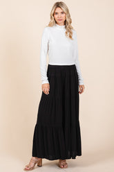 Mittoshop Women's Smocked Waist Wide Leg Tiered Pants - Elegant Crepe Fabric